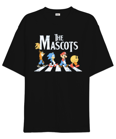 Tisho - The Mascots Siyah Oversize Unisex Tişört