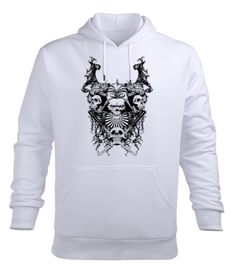 The Punk Beyaz Erkek Kapüşonlu Hoodie Sweatshirt