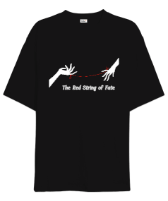 The Red String of Fate baskılı Oversize Unisex Tişört