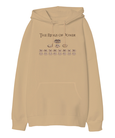 Tisho - The Rings of Power-Güç Yüzükleri Camel Oversize Unisex Kapüşonlu Sweatshirt