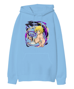 The Seven Deadly Sins Anime Meliodas Tasarım Baskılı Oversize Unisex Kapüşonlu Sweatshirt