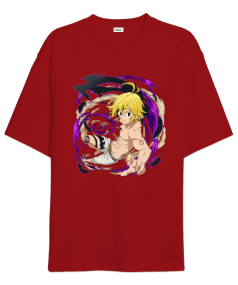 The Seven Deadly Sins Anime Meliodas Tasarım Baskılı Oversize Unisex Tişört