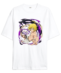 The Seven Deadly Sins Anime Meliodas Tasarım Baskılı Oversize Unisex Tişört