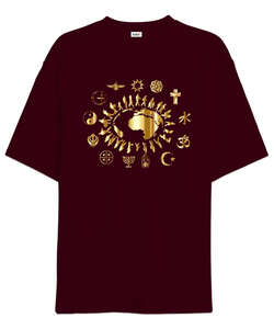 The World Bordo Oversize Unisex Tişört