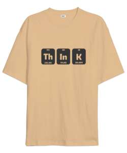 Think - Düşün Camel Oversize Unisex Tişört