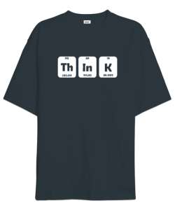 Think - Düşün Füme Oversize Unisex Tişört