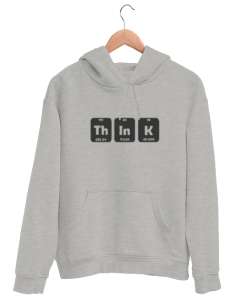 Think - Düşün Gri Unisex Kapşonlu Sweatshirt