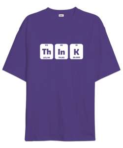 Think - Düşün Mor Oversize Unisex Tişört