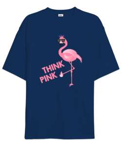 Think Pink - Pembe Düşün Lacivert Oversize Unisex Tişört