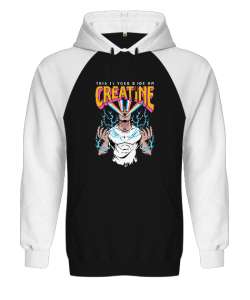 This is your body on creatine GYM Vücut Geliştirme Bodybuilding Fitness Tasarım Siyah/Beyaz Orjinal Reglan Hoodie Unisex Sweatshirt