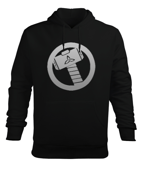 Thor Çekiç Siyah Erkek Kapüşonlu Hoodie Sweatshirt