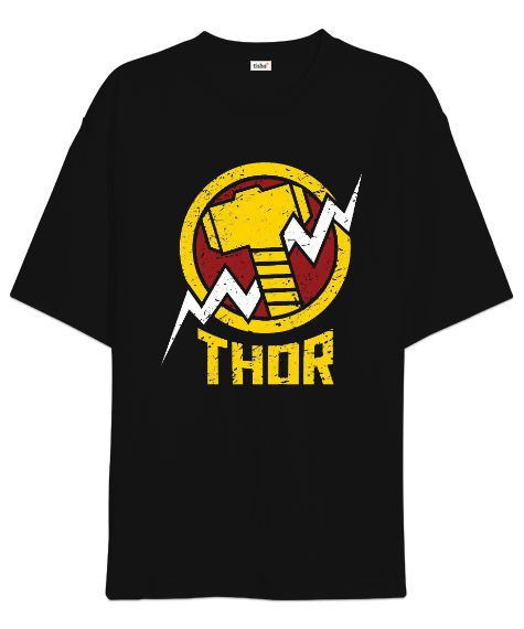 Tisho - Thor Siyah Oversize Unisex Tişört