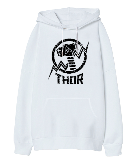 Thor - Viking V2 Beyaz Oversize Unisex Kapüşonlu Sweatshirt