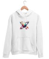 three body problem Beyaz Unisex Kapşonlu Sweatshirt - Thumbnail