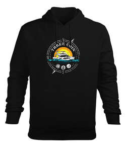 Three Coin Siyah Erkek Kapüşonlu Hoodie Sweatshirt