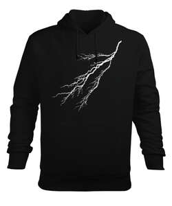 Thunder - Şimşek Siyah Erkek Kapüşonlu Hoodie Sweatshirt