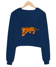 tiger kapüşonlu crop Kadın Crop Hoodie Kapüşonlu Sweatshirt