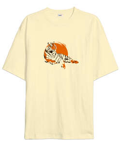 Tiger Sun Krem Oversize Unisex Tişört