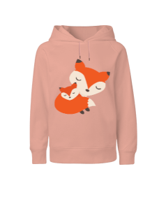 Tilki baskılı kız Çocuk Unisex Hoodie Kapüşonlu