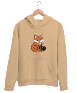 Tilki Camel Unisex Kapşonlu Sweatshirt