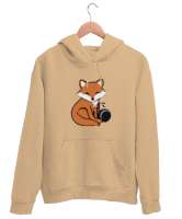 Tilki Camel Unisex Kapşonlu Sweatshirt - Thumbnail