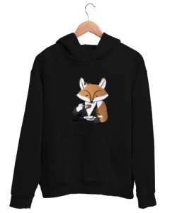 Tilki Siyah Unisex Kapşonlu Sweatshirt