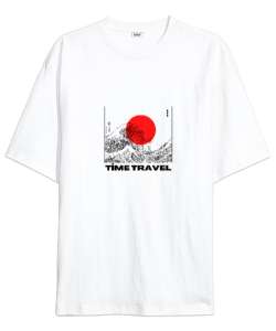 Time Travel Beyaz Oversize Unisex Tişört