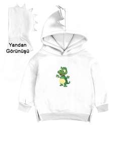 Timsah desenli çocuk kapüşonlu Beyaz Çocuk Dinozor Kapşonlu Hoodie