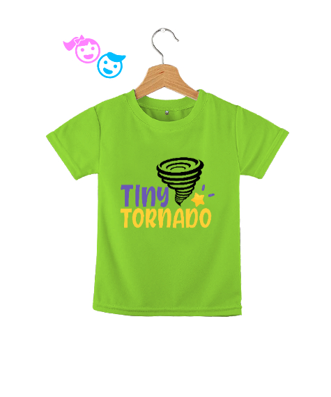 Tiny Tornado Baskılı Fıstık Yeşili Çocuk Unisex