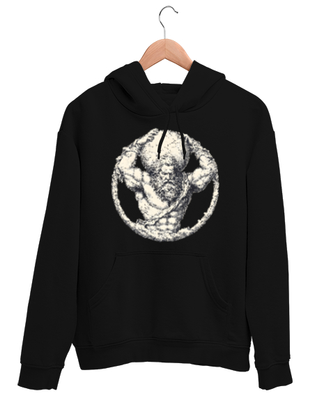 Tisho - Titan Atlas Siyah Unisex Kapşonlu Sweatshirt