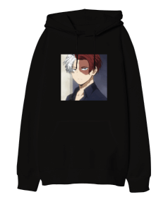 Todoroki baskılı Oversize Unisex Kapüşonlu Sweatshirt