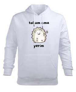 Tokum ama Yerim Komik Heyecanlı Köstebek Beyaz Erkek Kapüşonlu Hoodie Sweatshirt