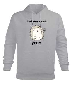 Tokum ama Yerim Komik Heyecanlı Köstebek Gri Erkek Kapüşonlu Hoodie Sweatshirt