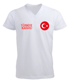 TOKYO 2020 KARATE TSHIRT Erkek Kısa Kol V Yaka Tişört