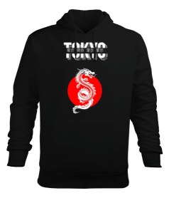 Tokyo Ejderha Baskılı Erkek Kapüşonlu Hoodie Sweatshirt