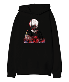 Tokyo Ghoul Anime Tasarım Baskılı Oversize Unisex Kapüşonlu Sweatshirt