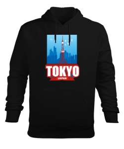 TOKYO JAPAN Siyah Erkek Kapüşonlu Hoodie Sweatshirt