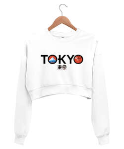 Tokyo JPN Beyaz Kadın Crop Sweatshirt