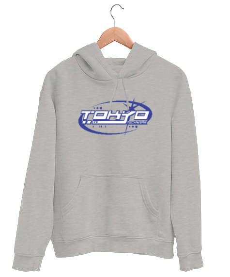 Tisho - Tokyo Şehri - Japonya Gri Unisex Kapşonlu Sweatshirt