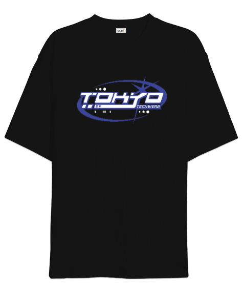 Tisho - Tokyo Şehri - Japonya Siyah Oversize Unisex Tişört