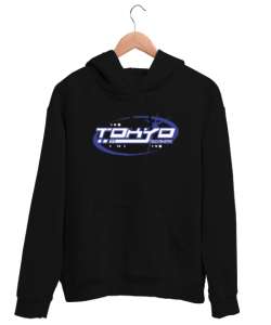 Tokyo Şehri - Japonya Siyah Unisex Kapşonlu Sweatshirt