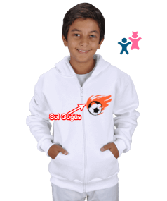 Top baskılı Çocuk Kapüşonlu Hoodie Fermuarlı