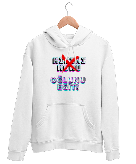 Tisho - toplumsal mesaj Beyaz Unisex Kapşonlu Sweatshirt