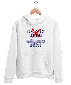 toplumsal mesaj Beyaz Unisex Kapşonlu Sweatshirt