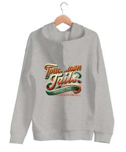 Touchdown Tails - Retro Gri Unisex Kapşonlu Sweatshirt