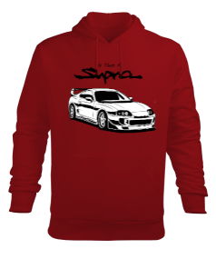 Toyota Supra Baskılı Erkek Hoodie Sweatshirt Kırmızı Erkek Kapüşonlu Hoodie Sweatshirt