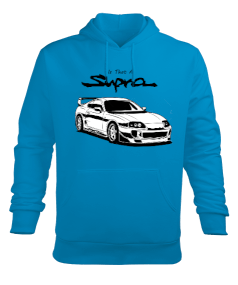 Toyota Supra Baskılı Erkek Hoodie Sweatshirt Mavi Erkek Kapüşonlu Hoodie Sweatshirt