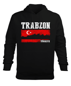 trabzon şehir,Türkiye,Türkiye bayrağı. Erkek Kapüşonlu Hoodie Sweatshirt