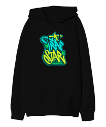 TRAP STAR Siyah Oversize Unisex Kapüşonlu Sweatshirt