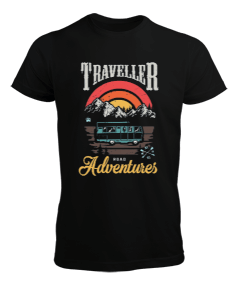 Traveller Road Adventures Tasarım Baskılı Erkek Tişört